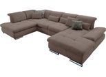 Wohnlandschaft "SO 4100 komfortable Federkernunterfederung, inkl. Kopfteilverstellung", grau (taupe 710), B:365cm H:80cm T:225cm, SET ONE BY MUSTERRING, Sofas, Wohnlandschaft, wahlweise Bettfunktion und Sitztiefenverstellung, U-Form