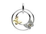 Kettenanhänger JOBO "Anhänger Schmetterlinge", silber (silber 925, weiß), Schmuckanhänger, Damen, Silber 925 (Sterlingsilber), Kettenanhänger, 925 Silber bicolor vergoldet mit 24 Zirkonia