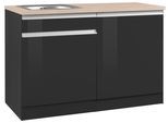 Spülenschrank KOCHSTATION "KS-Ohio", grau (grau hochglanz, grafit), B:120cm H:85cm T:60cm, Schränke, Spülenschrank, Breite 120 cm, mit Tür/Sockel für Geschirrspüler