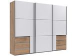 Schwebetürenschrank WIMEX "Level by fresh to go", weiß (plankeneichefarben, weiß), B:300cm H:236cm T:65cm, Schränke, Schwebetürenschrank