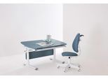 Kinderschreibtisch PAIDI "DIEGO CURVED, Schülerschreibtisch, mitwachsend, ergonomisch", blau (mattblau, weiß, weiß, mattblau), B:120cm H:79cm T:70cm, Tische, Kinderschreibtisch, stufenlos höhenverstellbar, Tischplatte neigbar