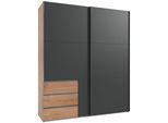 Schwebetürenschrank WIMEX "Level by fresh to go", grau (plankeneichefarben, graphit), B:200cm H:236cm T:65cm, Schränke, Schwebetürenschrank
