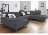 Wohnlandschaft SIT & MORE "Mariola U-Form", grau (dunkelgrau), B:332cm H:93cm T:111cm, Luxus-Microfaser (100% Polyester);Struktur (100% Polyester);Luxus-Microfaser ALTARA NUBUCK (100% Polyester), Sofas, Wohnlandschaft, mit Federkern, inklusive Kopfteil- und Sitztiefenverstellung