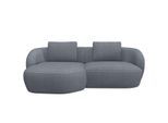 Wohnlandschaft FLEXLUX "Torino, rund, L-Form, Sofa-Ecke mit Recamiere, Longchair-Sofa", blau (navy blau), B:217cm H:85cm T:146cm, 62% Polyester, 17% Cotton, 14% Viscose, 7% Linen, Sofas, Wohnlandschaft, Modernes, organisches Sofa-Design, Kaltschaum, Wellenunterfederung