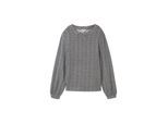TOM TAILOR Damen Langarmshirt mit Muster, grau, Fischgrät, Gr. M
