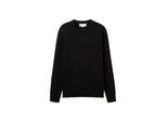 TOM TAILOR DENIM Herren Basic Strickpullover aus Baumwolle, schwarz, Uni, Gr. M
