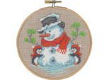 Stickbild "Pinguin & Schneemann", Ø 13 cm