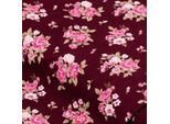 Baumwoll-Trachtenstoff "Rosen", bordeaux/rosa