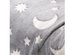 Wellness-Fleece "Glow in the dark – Mond & Sterne", hellgrau/weiß