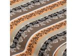 Baumwoll-Trachtenstoff "Streifen & Ranken", orange/beige/braun
