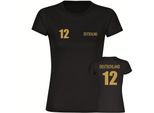 multifanshop Damen T-Shirt - Deutschland - Trikot Nummer 12 Gold - Druck gold metallic - Frauen