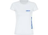 multifanshop Damen T-Shirt - Darmstadt - Brust & Seite - Druck blau - Frauen