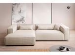 LeGer Home by Lena Gercke Ecksofa »PIARA XXL, Big-Sofa in Cord oder Leinenoptik, L-Form, mit Kedernaht«, wahlweise Ottomane rechts/links, schwarze Füsse, extra tiefe Sitzfläche