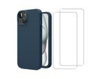 Hülle iPhone 15 und 2 schutzfolien - Silikon - Blau