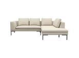 Ecksofa FLEXLUX "Loano, superbequemer Sitzkomfort durch Kaltschaum im Sitz, L-Form", weiß (warm weiß), B:255cm H:86cm T:230cm, 100% Echteder, Sofas, modernes Sofa, frei im Raum stellbar, lose Kissen, hoher Fuß