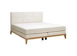 Carryhome Boxspringbett , Beige , Textil , Eiche , massiv , H2 , 7-Zonen , Höhe ca. 18 cm , 180x200 cm , Partnermatratze mit durchgehendem Bezug, gepolstertes Kopfteil , Schlafzimmer, Betten, Boxspringbetten