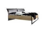 Mid.you Bett , Graphitfarben, Eichefarben , Holzwerkstoff , 160x200 cm , BQ - Bündnis für Qualität, Made in Germany, DIN EN ISO 9001 , gepolstertes Kopfteil , Schlafzimmer, Betten, Einzel- & Doppelbetten