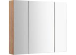 Spiegelschrank WELLTIME "Lund Bad Spiegel WC Wandspiegel Badezimmerspiegel ohne LED", silber (natur), B:80cm H:70cm T:16cm, Schränke, Spiegelschrank, Badschrank Badezimmerspiegelschrank Spiegel Breite 80cm mit 3 Türen
