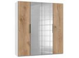 Drehtürenschrank Level 36A mit Spiegel ca. 200 cm Weiß/Eiche