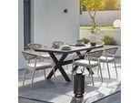 Gartentisch Fleur Dunkelgrau Metall/Keramik ca. 180x90,5 cm