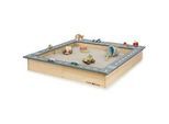 Muddy Buddy Sandkasten , Grau, Naturfarben , Holz , Zypresse , massiv , 125x20x135 cm , EN 71 , Freizeit & Co, Gartenspielzeug, Sandspielzeug