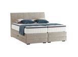 Novel Boxspringbett , Hellgrau , Textil , Wenge , H2 + H4 , 7-Zonen , Höhe ca. 27 cm , 200x200 cm , Bettkasten, Federkernmatratze , Schlafzimmer, Betten, Boxspringbetten