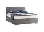 Novel Boxspringbett , Grau , Textil , Wenge , H2 , 7-Zonen , 160x200 cm , Bettkasten, Federkernmatratze , Schlafzimmer, Betten, Boxspringbetten