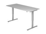 Venda Schreibtisch , Grau , Metall, Holzwerkstoff , rechteckig , eckig , 80x72-119x180 cm , DIN EN ISO 14001, DIN EN ISO 9001, FSC Mix , höhenverstellbar, in verschiedenen Holz-Dekoren erhältlich , Büromöbel, Büromöbel-Sets & Büromöbel-Serien, Büromöbelserien