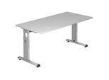 Venda Schreibtisch , Grau , Metall, Holzwerkstoff , rechteckig , C-Form , 80x65-85x160 cm , DIN EN ISO 14001, DIN EN ISO 9001, FSC Mix , höhenverstellbar, in verschiedenen Holz-Dekoren erhältlich , Büromöbel, Büromöbel-Sets & Büromöbel-Serien, Büromöbelserien