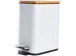 Sadena Kosmetikeimer , Naturfarben, Weiß , Kunststoff , Bambus , 5 l , 14x29x28.5 cm , Badaccessoires, Abfalleimer