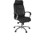 Mid.you Chefsessel , Schwarz , Leder , Kombination Echtleder/Lederlook , Rindleder , Sternfuß , 66x128x62 cm , Wippfunktion, Wippmechanik mit Härtegradeinstellung, Sitzfläche 360° drehbar, inklusive Armlehnen , Büromöbel, Bürostühle, Chefsessel
