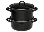 Riess Gemüsedämpfer , Schwarz , Metall , 2 l , 18.5 cm , kratzfest, hitzebeständige Griffe, rostfrei , Kochgeschirr, Töpfe, Schnellkochtöpfe