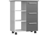 Mid.you Allzweckwagen , Anthrazit, Weiß , Holzwerkstoff , 3 Fächer , 3 Schubladen , 38x85x68 cm , Esszimmer, Servierwagen