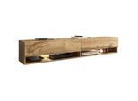 P & B Lowboard , Eiche Wotan , Holzwerkstoff , 180x30x32 cm , Fsc, Made in Eu , stehend, hängend, Beleuchtung, in verschiedenen Holzdekoren erhältlich , Wohnzimmer, TV Möbel, Lowboards, Lowboards