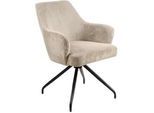 Mid.you Armlehnstuhl , Schwarz, Beige , Holz, Metall, Textil , Pappel , Sperrholz , Drehkreuz , 57x86x65 cm , Sitzfläche 360° drehbar , Esszimmer, Esszimmerserien