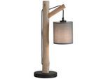 Xxxl Tischleuchte , Taupe , Metall, Kunststoff , Eukalyptusholz , 16x52.5x26.5 cm , Lampen & Leuchten, Innenbeleuchtung, Tischlampen, Tischlampen