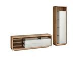 Stylife Wohnwand , Weiß, Eiche Artisan , Glas, Holzwerkstoff , 9 Fächer , 2 Schubladen , 241x183.5x42 cm , Typenauswahl, Beimöbel erhältlich, in verschiedenen Holzdekoren erhältlich , Wohnzimmer, Wohnwände, Komplette Wohnwände