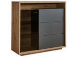 Stylife Highboard , Grau, Eiche Artisan , Metall , 3 Fächer , 3 Schubladen , 120x113x42 cm , Typenauswahl, Beimöbel erhältlich, stehend, in verschiedenen Holzdekoren erhältlich , Wohnzimmer, Wohnwände, Wohnwand-Serien