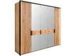 Linea Natura Drehtürenschrank , Eichefarben , Metall , Eiche , teilmassiv , 6 Fächer , 247x214x61 cm , Beimöbel erhältlich, in verschiedenen Größen erhältlich, Schrankfront mit Spiegel , Schlafzimmer, Komplette Schlafzimmer und Serien, Schlafzimmerserien