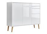 Mid.you Kommode , Weiß, Weiß Hochglanz , Holzwerkstoff , 1 Fächer , 2 Schubladen , 105.5x86x33 cm , erweiterbar, stehend , Kleinmöbel, Kommoden, Kommoden
