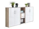 Mid.you Aktenschrank , Sonoma Eiche, Weiß Hochglanz , Holzwerkstoff , 6 Fächer , 213x114x33 cm , Made in Germany , erweiterbar, abschließbar , Büromöbel, Büroschränke, Aktenschränke