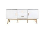 Mid.you Sideboard , Naturfarben, Weiß , Holz , Kautschukholz,Kautschukholz , massiv , 4 Fächer , 2 Schubladen , 160x72x40 cm , Bsci , Holzmöbel, Kommoden Holz, Sideboards Holz