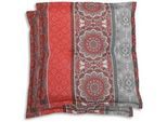 Xxxl Gartenhockerauflage 2er-Set , Grau, Rot, Dunkelgrau , Textil , 2-teilig , Ornament , Füllung: Schaumstoff, Vlies , quadratisch , 50x7x50 cm , Oeko-Tex® Standard 100 , pflegeleicht, hochwertige Qualität, langlebig, für den Außenbereich geeignet , Heimtextilien, Wohntextilien, Sitzkissen