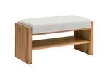 Linea Natura Garderobenbank , Weiß, Eichefarben , Holz, Leder , Echtleder , Spaltleder , Asteiche , massiv , 88x44x42 cm , Lederauswahl, in verschiedenen Holzarten erhältlich , Holzmöbel, Sitzgelegenheiten Holz, Holzbänke, Garderobenbänke Holz