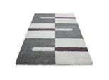 Novel Hochflorteppich , Lila , Textil , Karo , rechteckig , 200x290 cm , Oeko-Tex® Standard 100 , für Fußbodenheizung geeignet, schmutzabweisend, für Hausstauballergiker geeignet, lichtunempfindlich, antistatisch, pflegeleicht, strapazierfähig, leicht zusammenrollbar , Teppiche Und Böden, Teppiche, Hochflorteppiche & Shaggys