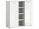 Xora Schuhschrank , Weiß Hochglanz, Weiß , Kunststoff , 7 Fächer , 110x108x37 cm , FSC Mix , Beimöbel erhältlich, stehend , Kleinmöbel