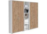 Mid.you Aktenschrank , Weiß, Eichefarben , Holzwerkstoff , 12 Fächer , 212.9x185.6x33 cm , erweiterbar, in verschiedenen Größen erhältlich, abschließbar , Büromöbel, Büroschränke, Aktenschränke