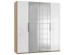 Drehtürenschrank Level 36D mit Spiegel ca. 200 cm Weiß/Eiche