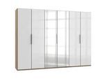 Drehtürenschrank Level 36D mit Spiegel ca. 300 cm Eiche/Weiß