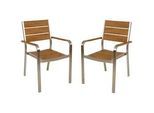 Gardenson Gartenstuhl-Set , Champagner, Teakfarben , Metall, Kunststoff , eckig , 55x85x60 cm , stapelbar, wetterbeständig, UV-beständig , Gartenmöbel, Gartensessel, Gartenstühle